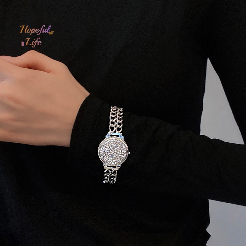 Vòng Đeo Tay Đồng Hồ Đính Đá Pha Lê Lấp Lánh Chất Lượng Cao Dành Cho Nữ