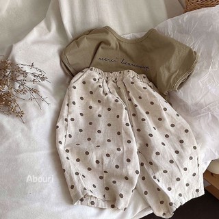 Phù hợp quần ống rộng họa tiết chấm bi phong cách hàn quốc cho bé 5-28kg