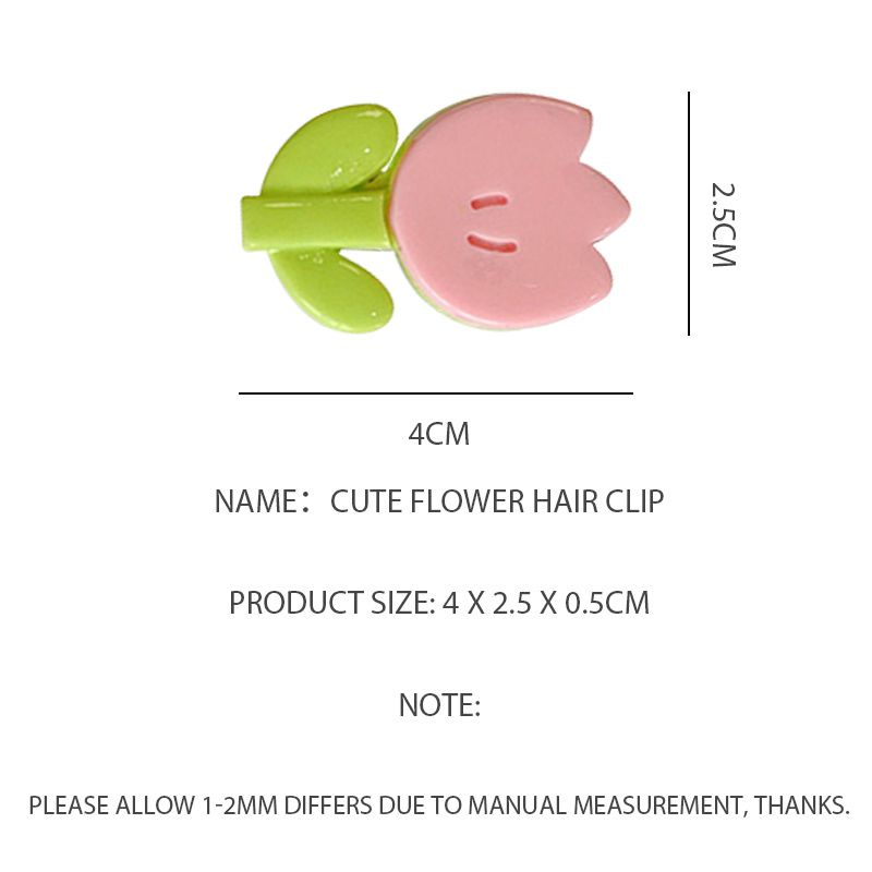 🌸🌸Kẹp Tóc Hình Hoa Tulip Màu Hồng / Xanh Lá Mini Đơn Giản Ngọt Ngào Cho Nữ
