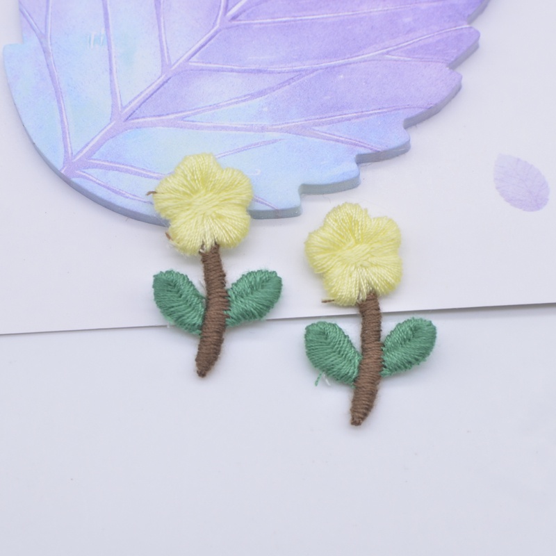 Set 20 Kẹp Vải Thêu Hình Hoa Hướng Dương 18 * 28mm Trang Trí Nón