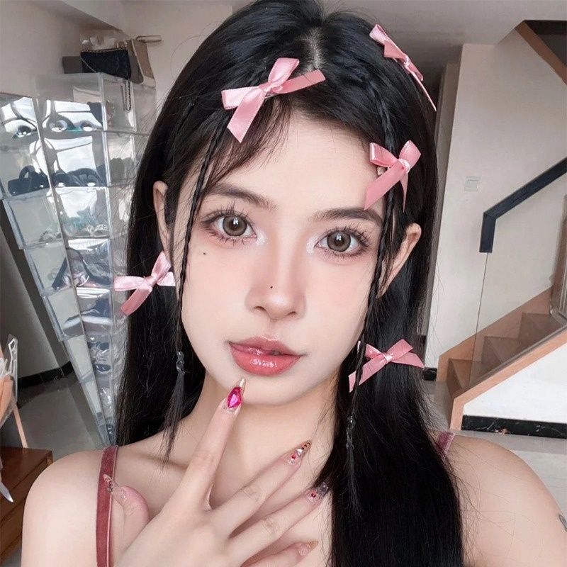 Set 1 / 8 Kẹp Tóc Nơ Ruy Băng Dễ Thương Thời Trang Hàn Quốc y2k