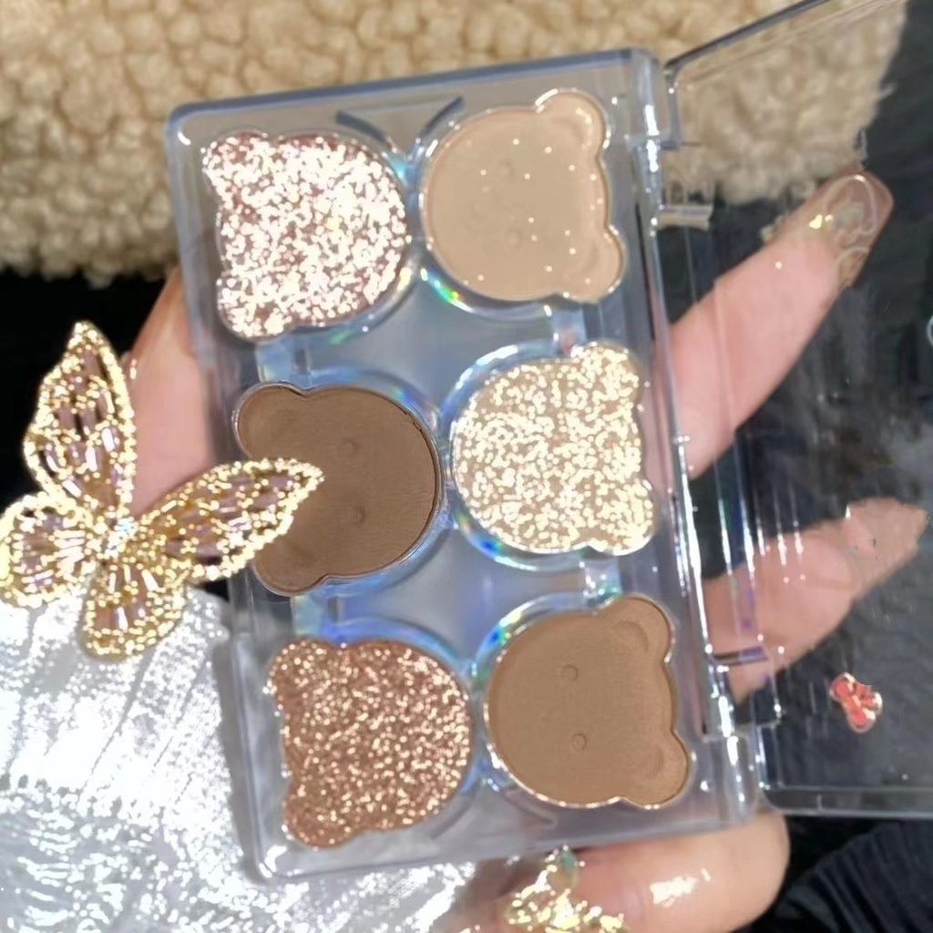 Dễ Thương Phấn Mắt Màu Lì Ánh Ngọc Trai Tự Nhiên Chống Nước Lâu Trôi Hình Gấu Nhỏ Đáng Yêu