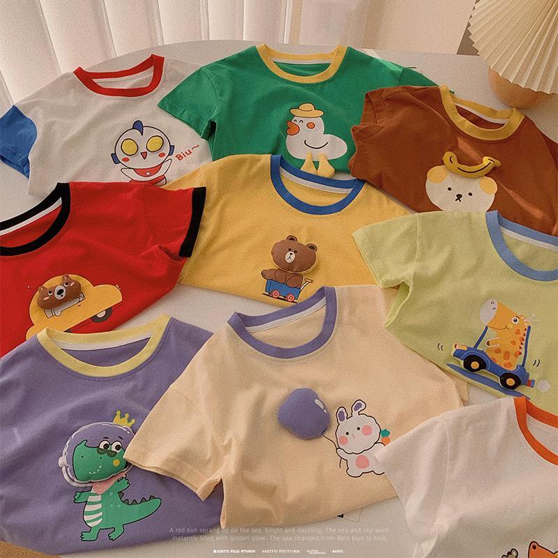 Áo Thun Tay Ngắn Chất Liệu cotton In Họa Tiết Hoạt Hình Phong Cách Hàn Quốc Thời Trang Mùa Hè 202