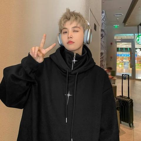 Áo Khoác hoodie Có Khóa Kéo Thời Trang hip hop Hàn Quốc Cho Nam