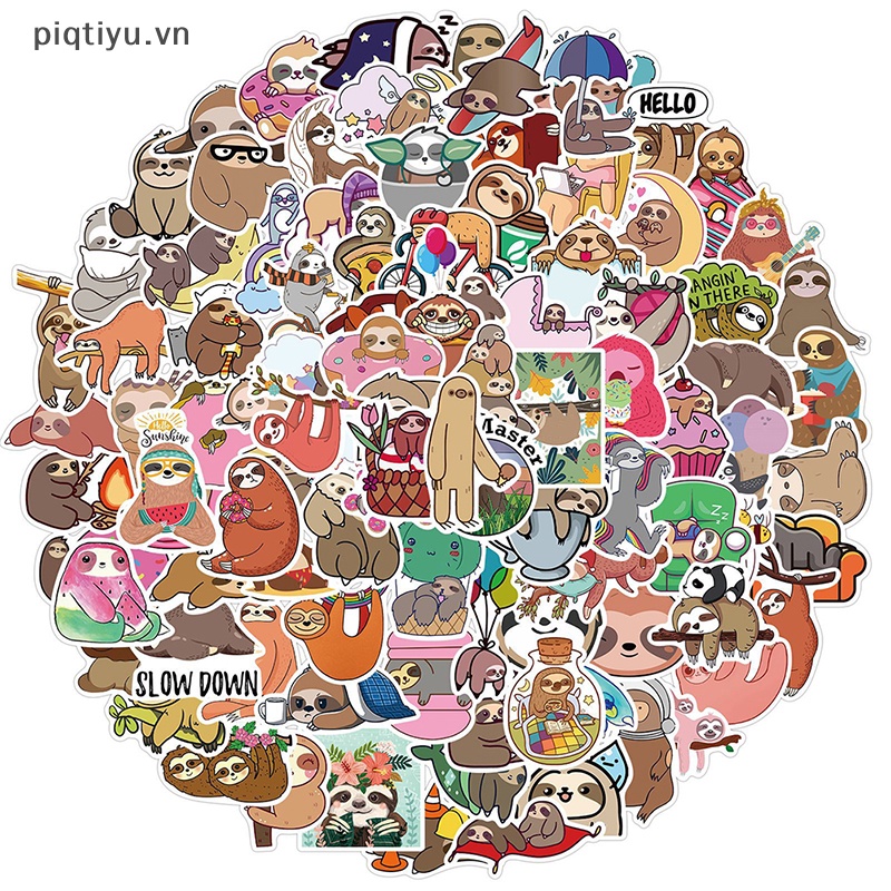 Pp Set 100 sticker Hình Con Lười Dễ Thương Dùng Để Trang Trí Bình Nước / Ván Trượt vn