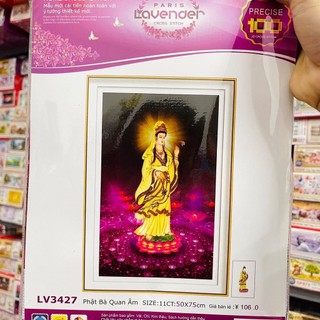 Tranh thêu phật quan thế âm thêu 3d lv3427