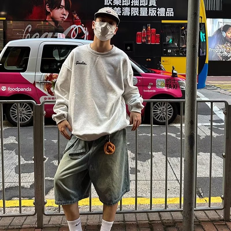 Áo Nỉ Cổ Tròn Dáng Rộng In Hình Sau Lưng Phong Cách Đường Phố Mỹ Thời Trang Mùa Thu 2023 Dành Cho Nam Nữ