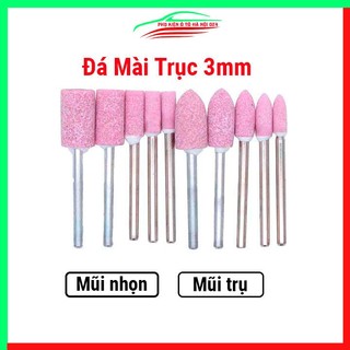 Combo đá mài trục 3mm đường kính mũi từ 4-10mm hình trụ, hình nón