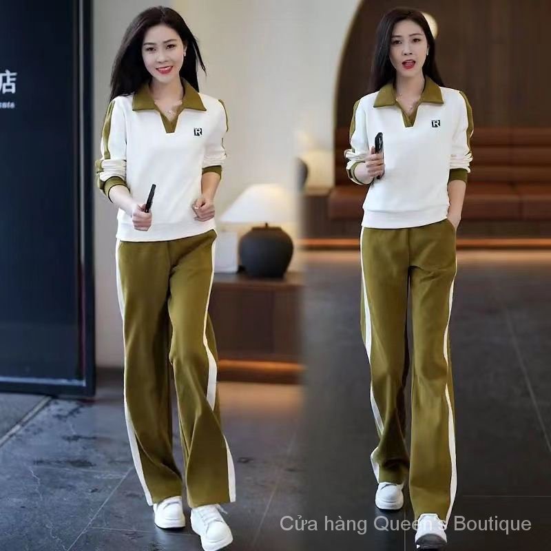 Áo sweatshirt Đơn Giản Phong Cách Phương Tây Trở Lại + Bộ Đồ Hai Mảnh Cắt Đuôi Ngựa Cắt Đơn Trong Suốt
