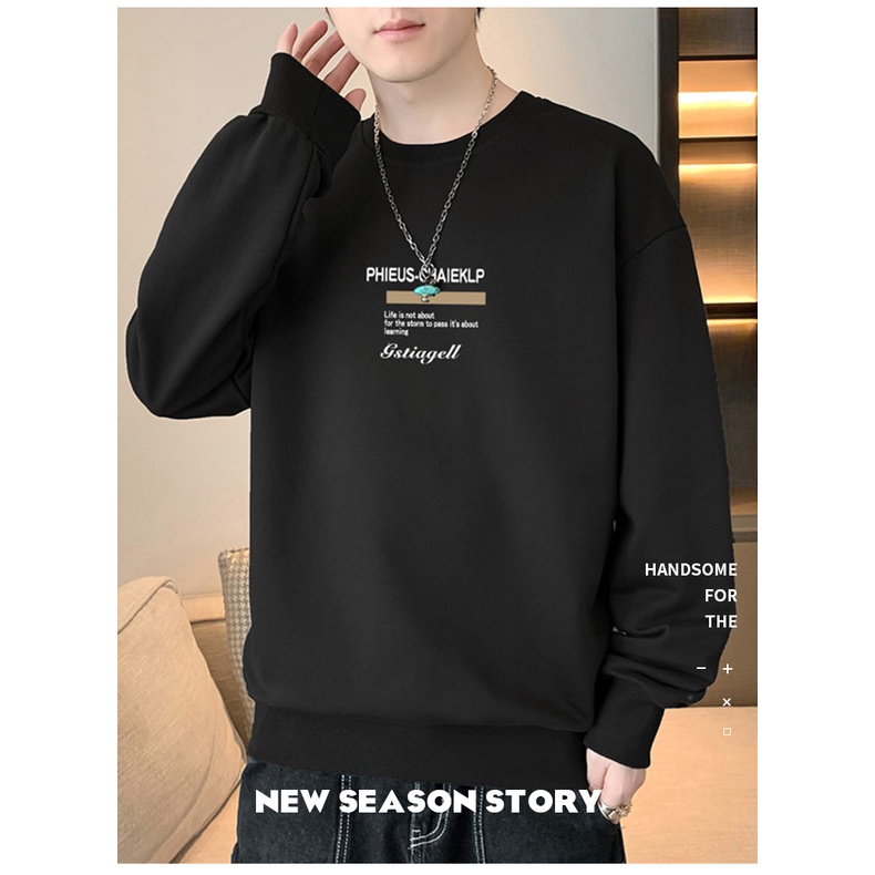 Áo sweater Tay Dài Cổ Tròn In Họa Tiết plus size Thời Trang Mùa Thu Cho Nam