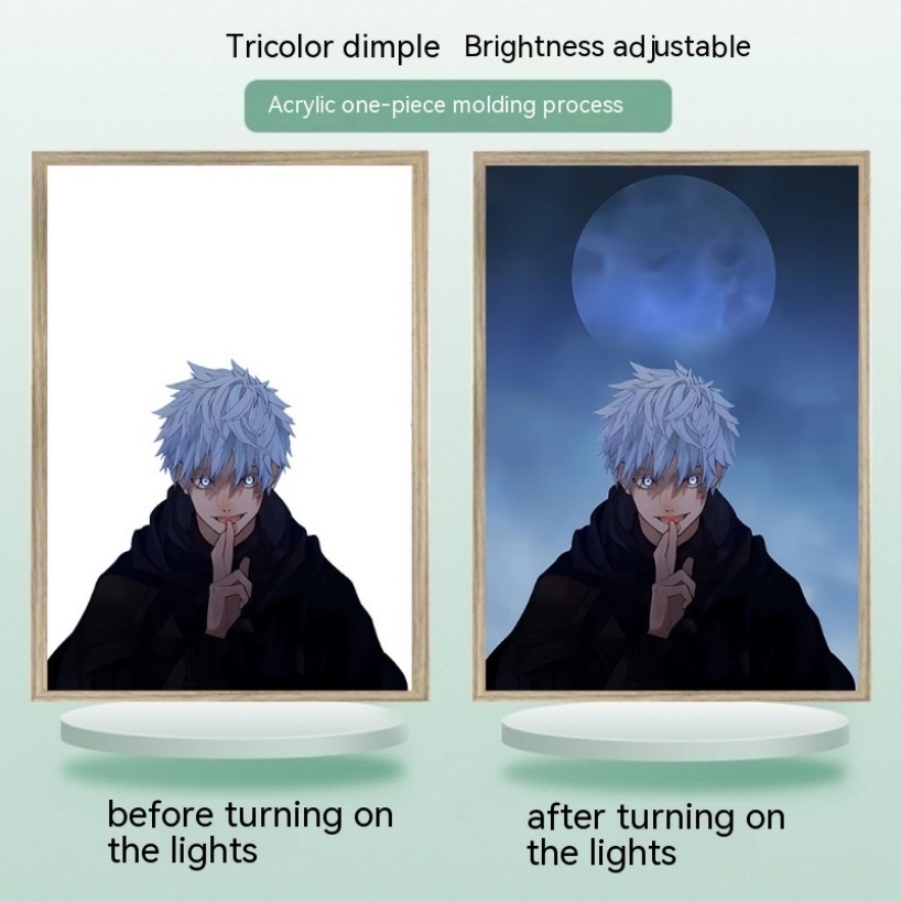 Khung Ảnh Đèn led 3 Màu Hình anime jujutsu kaisen gojo satoru Để Bàn Trang Trí Phòng Ngủ