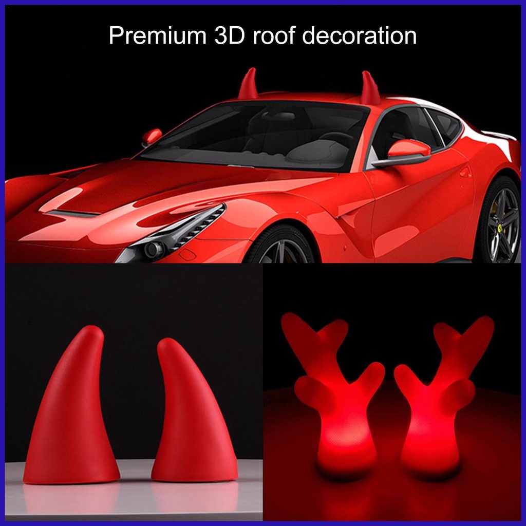 Giáng Sinh Mái Ô Tô Trang Trí Quỷ Sừng Giáng Sinh Sừng Nai Sừng Tấm Phụ Kiện Bên Ngoài Đa Năng Chống Va Chạm Miếng Dán Trang Trí Góc Ba Chiều Xe Ô Tô