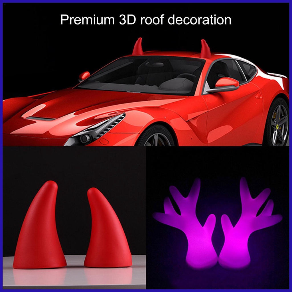 Giáng Sinh Mái Ô Tô Trang Trí Quỷ Sừng Giáng Sinh Sừng Nai Sừng Tấm Phụ Kiện Bên Ngoài Đa Năng Chống Va Chạm Miếng Dán Trang Trí Góc Ba Chiều Xe Ô Tô