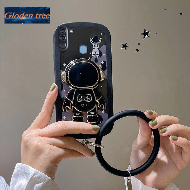 Gloden Ốp Điện Thoại Silicon Mềm Họa Tiết Phi Hành Gia Có Quai Cầm Tay Kiêm Giá Đỡ + Dây Đeo Sang Trọng Cho samsung galaxy a11 m11