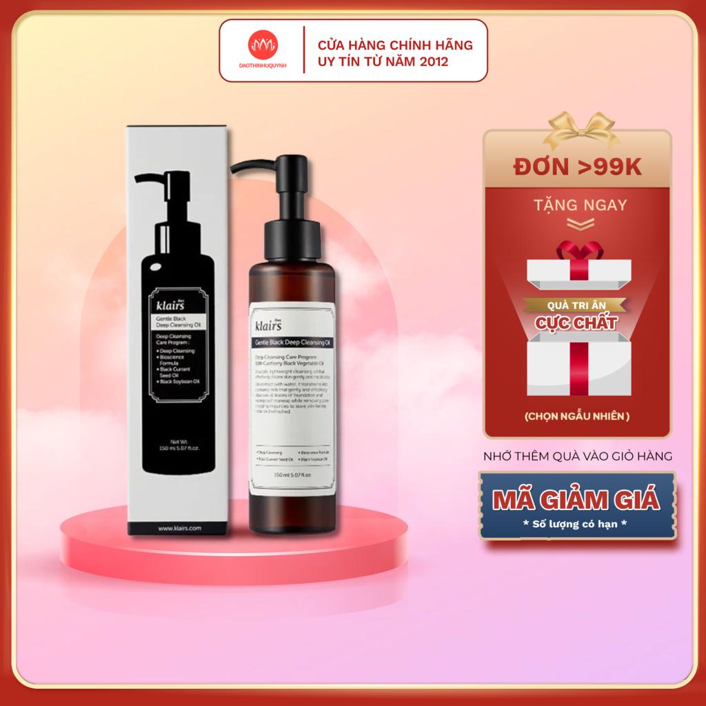 Dầu tẩy trang Klairs kiểm soát bã nhờn, cung cấp dưỡng chất cho da Gentle Black Deep Cleansing Oil 150ml