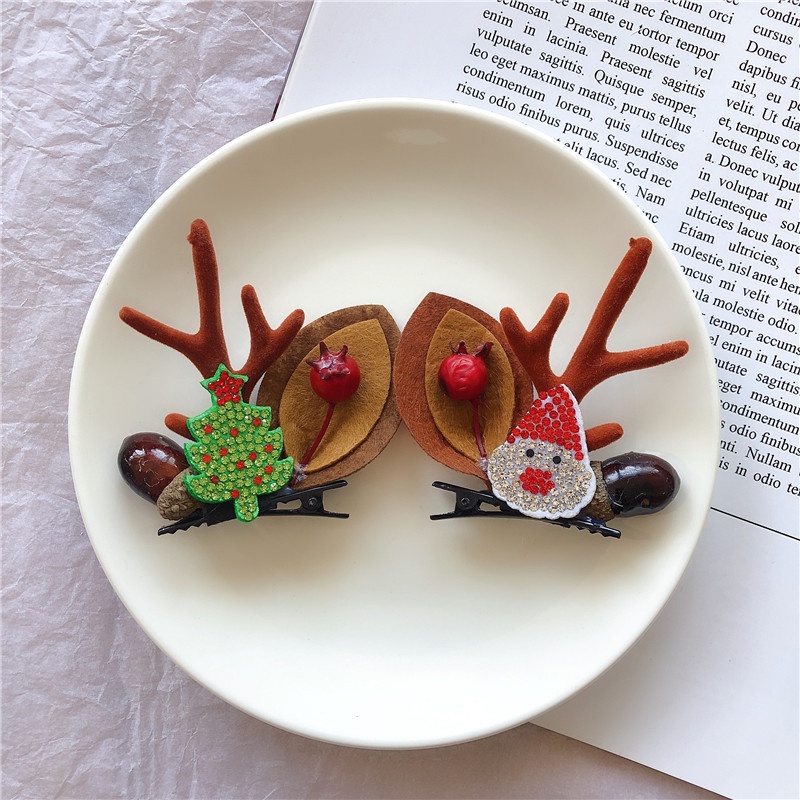 Kẹp Tóc Hình Sừng Hươu Hoạt Hình Vui Nhộn Thời Trang Giáng Sinh 2022 Llky