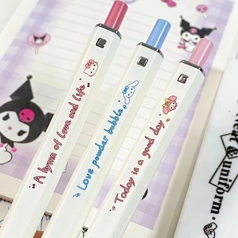 ⚡VẬN CHUYỂN NHANH⚡⚡ Bút Gel Sanrio Bộ Bút Bấm 0.5mm Viết Êm Bút Khô Nhanh Bút Gel Kuromi Cinnamoroll Dễ Thương Bút Lông Học Sinh Bút Màu đen