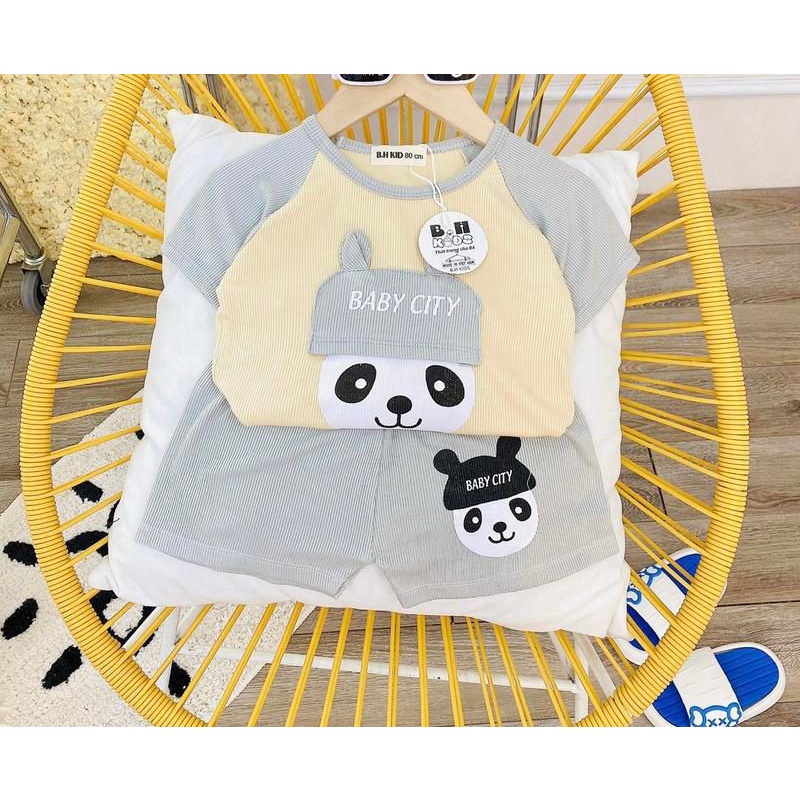 Bộ quần và áo tăm lạnh ngắn tay họa tiết tai mũ cho bé trai, bé gái size 6-17kg