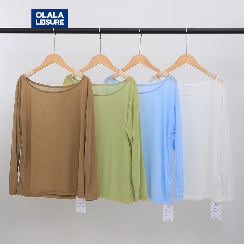 OLALA LEISURE Áo Thun Thể Thao Tay Dài Dáng Rộng Thoáng Khí Nhanh Khô Thời Trang Cho Nữ