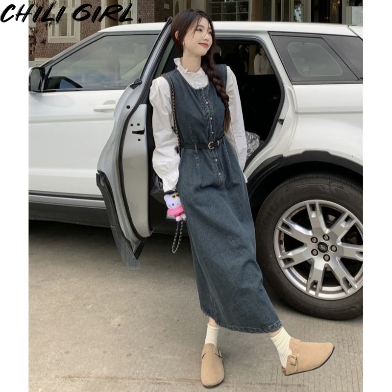 HUAYUZHI Chic chân váy jean Đầm Body váy nữ Cho thời váy Korean Cute Stylish Trendy WCS2300G9V 41Z231009