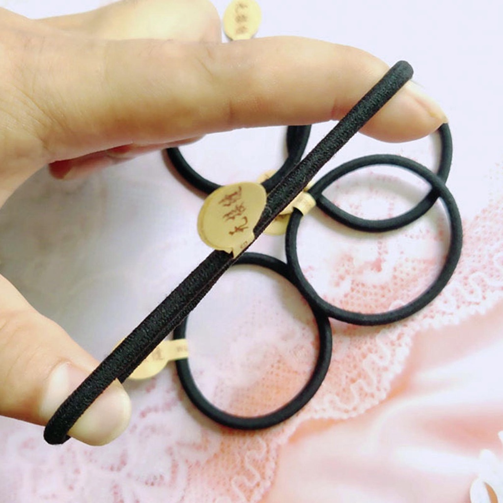Broadfashion Dây Buộc Tóc Dày Không Đường May Độ Co Giãn Cao Siêu Bền Màu Đen Dành Cho Nữ Mặc Hàng Ngày