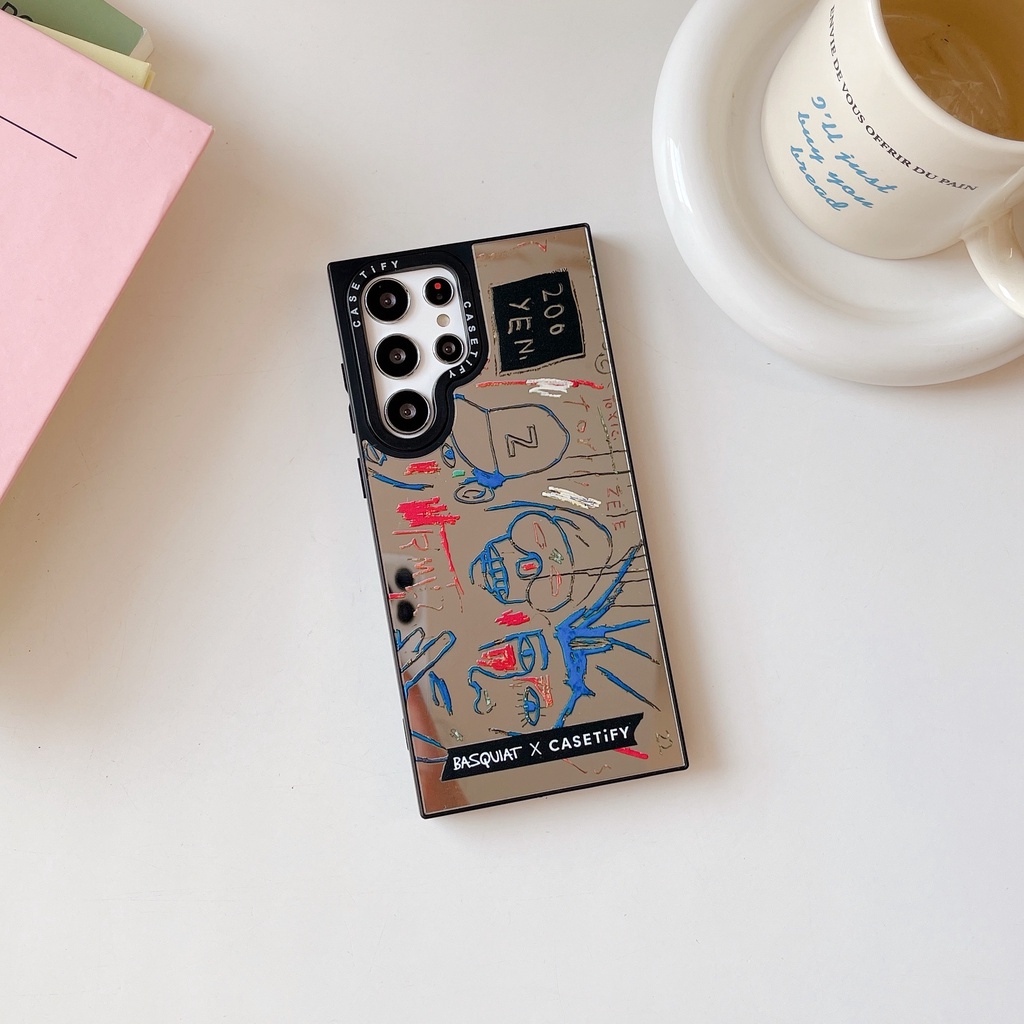 Bao Da Điện Thoại Cứng Tráng Gương Hình basquiat Cho samsung galaxy s22 s23 plus ultra s23 ultra s23 ultra s23 Ốp