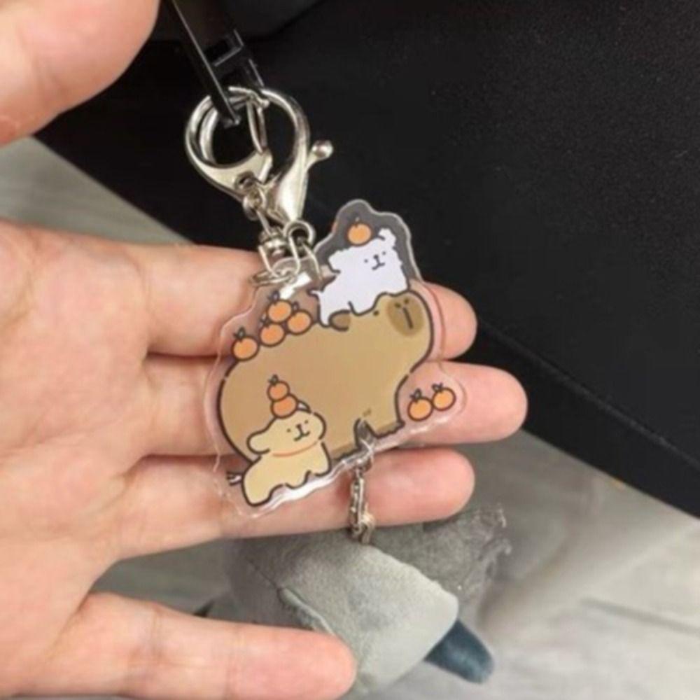 Shanrong capybara Móc Khóa Bằng acrylic Hình Chú Chó Trắng Nhỏ Sáng Tạo