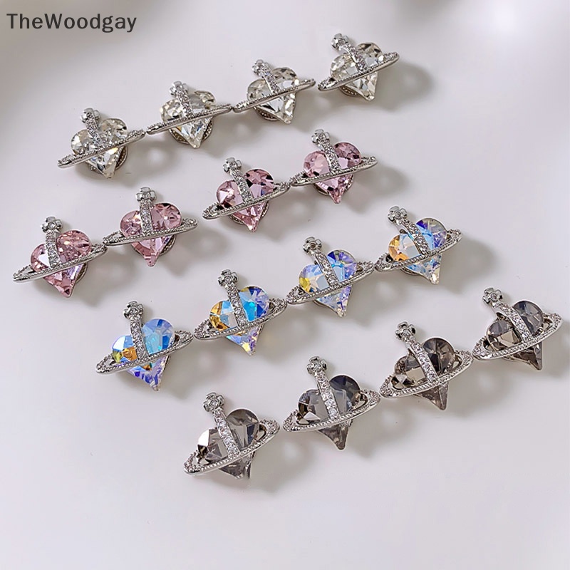 Bộ 5 Hạt Đá 3d Hình Trái Tim / Hành Tinh Dùng Trang Trí Móng Nghệ Thuật