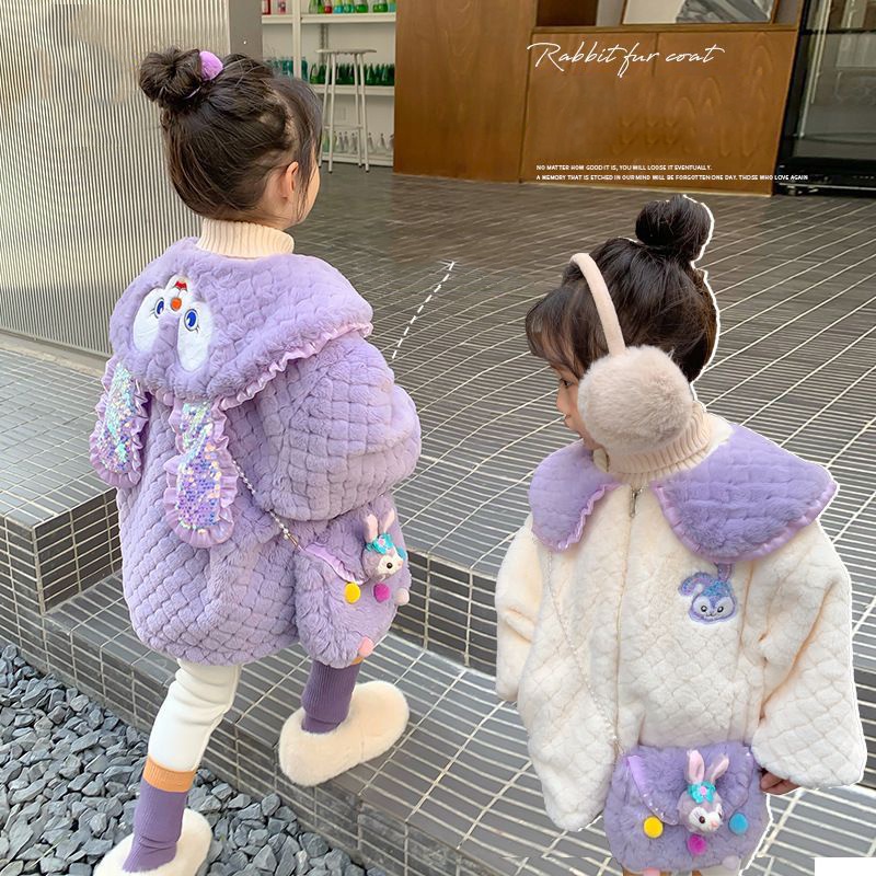 Momo Áo Khoác Len Lông Cừu Dày Dặn Thời Trang Thu Đông Phong Cách Hàn Quốc Cho Bé Gái