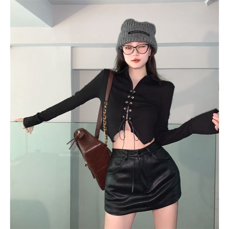 Áo Thun polo Tay Dài Dáng Ôm Thời Trang Xuân Thu Cho Nữ