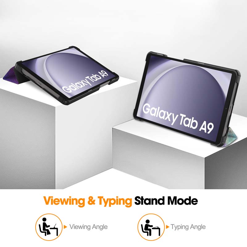 Pu Bao Da Máy Tính Bảng Sành Điệu Cho Samsung Galaxy Tab A9 SM-X115 X110 case Galaxytaba 9 8.7 inch cover Giá Đỡ