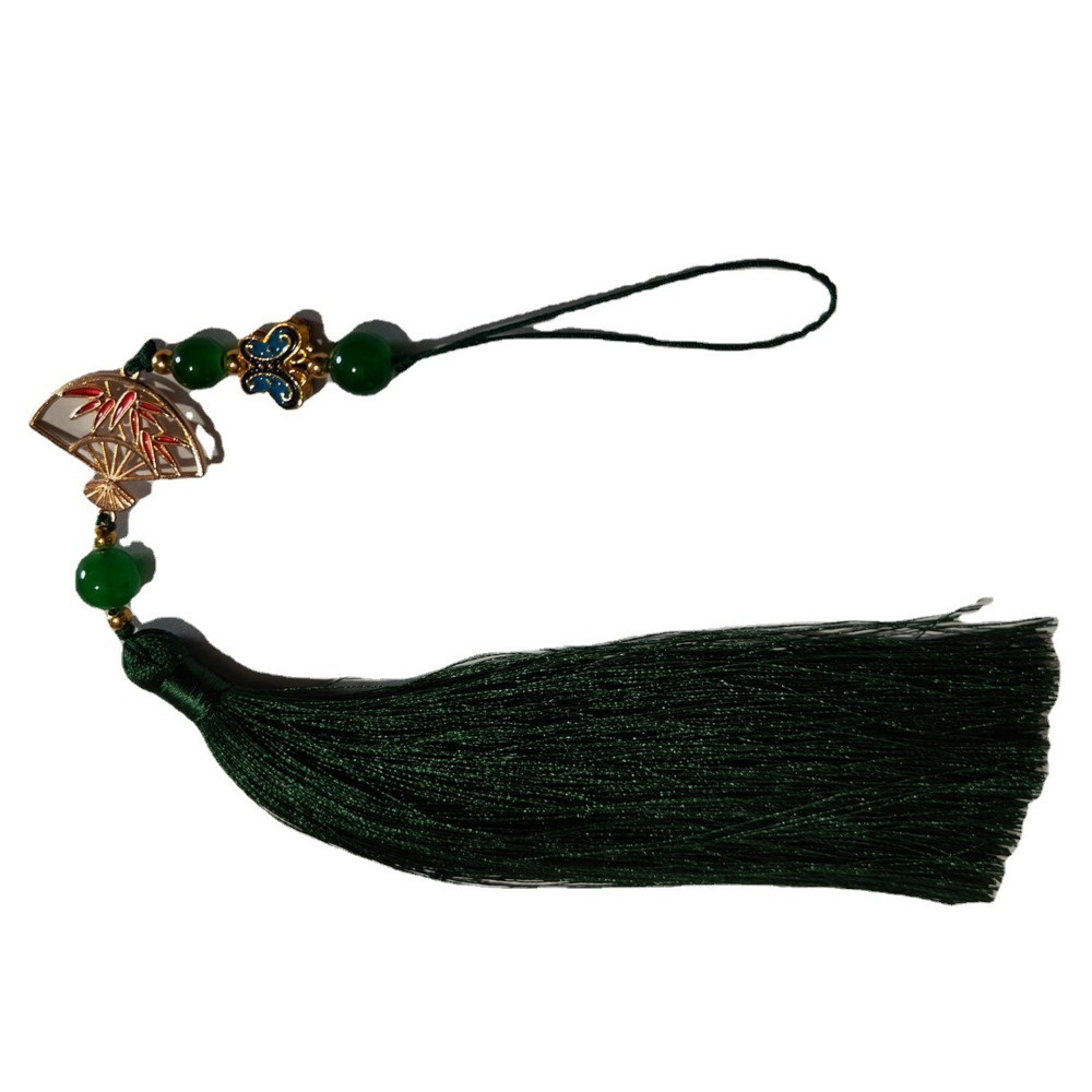 Quạt Treo Tai 15cm Mạ Vàng Hình Bướm Tua Rua Phong Cách hanfu Cổ Điển Trang Trí Điện Thoại Di Động suizi qipao