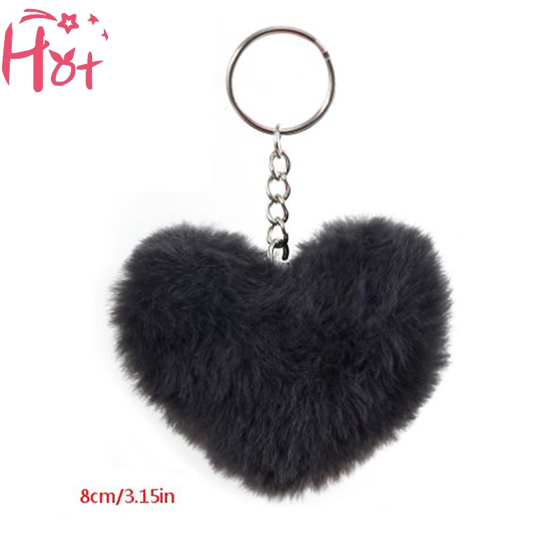 Jr Móc Chìa Khóa Dạng Quả Cầu Lông Xù Hình Thỏ pompom 8cm Mềm Mại Trái Tim Dễ Thương Dành Cho Bạn Nữ vn