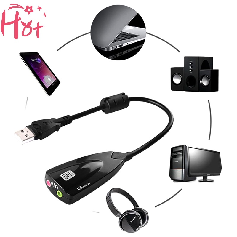 Jr card Âm Thanh 7.1 Chuyển Đổi 5hv2 usb Sang 3d ch jack Cắm 3.5mm Cho laptop pc vn