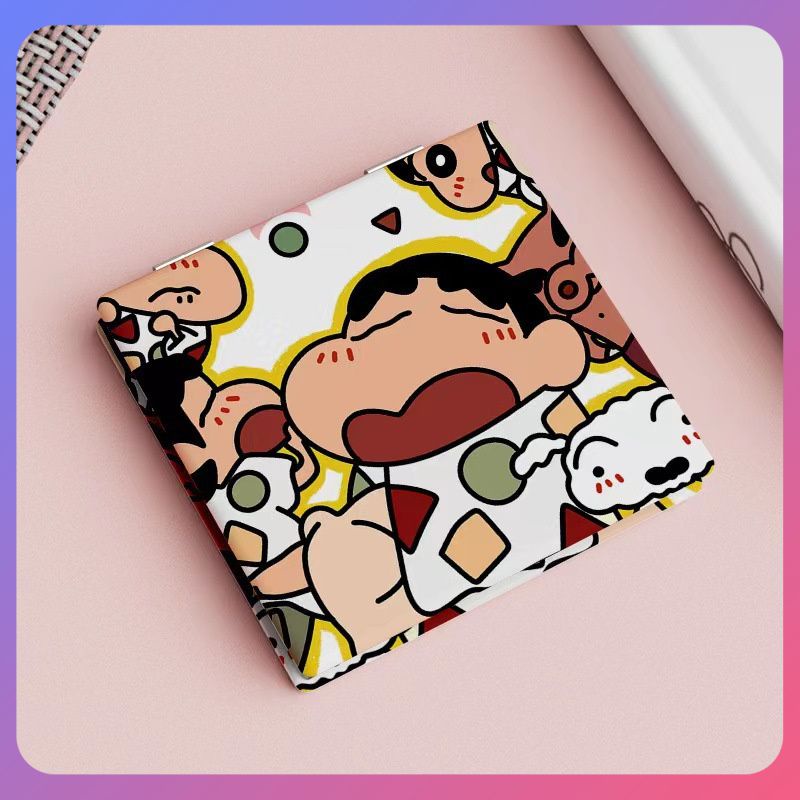 ☛ Crayon Shin-chan Gương gấp Hộ gia đình Gương gấp di động Chống rơi Ký túc xá sinh viên Gương trang điểm Quà tặng srlive