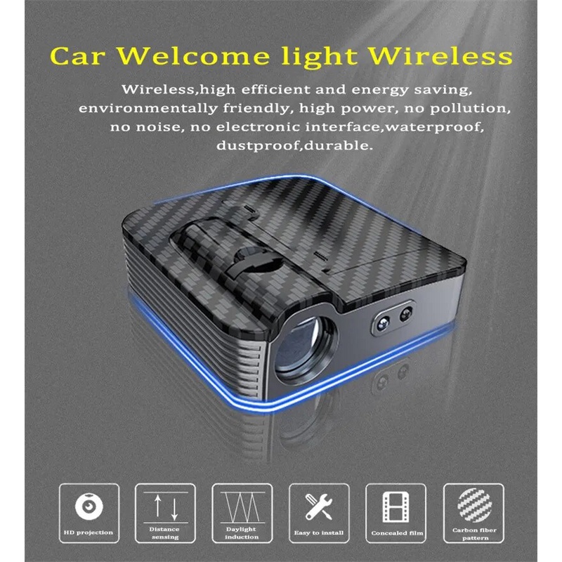 1 Đèn led laser Chiếu logo Không Dây Gắn Cửa Xe Hơi