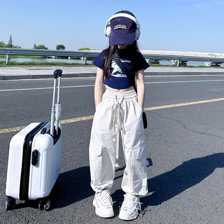 Set áo thun ngắn tay và quần yếm thời trang đường phố mới cho bé gái