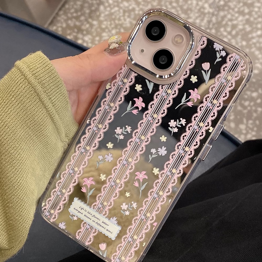 Ốp Điện Thoại Chống Sốc Tráng Gương Họa Tiết Hoa Và Bướm Cho iphone 11 13 14 pro max 12 15 promax 15plus xs xr
