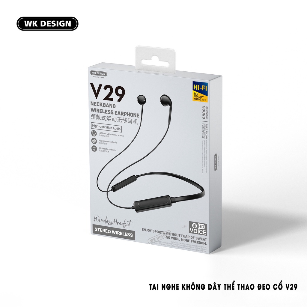 Tai Nghe Bluetooth WEKOME Design V29 Kiểu Dáng Thể Thao Đeo Không Dây Bluetooth Gaming Có Micro