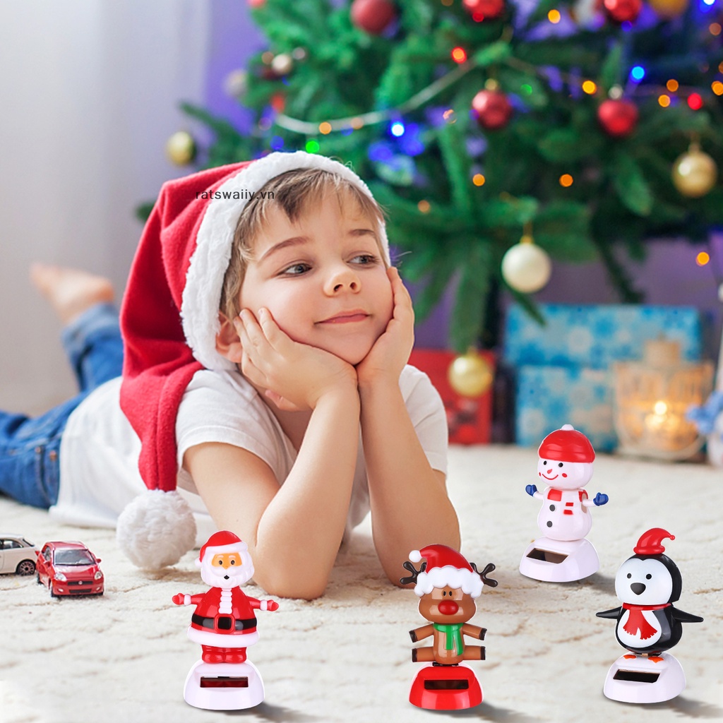 Ratswaiiy 4 Đồ Chơi Người Tuyết Nhảy Múa Sử Dụng Năng Lượng Mặt Trời Hình Ông Già Noel Nhiều Màu Sắc