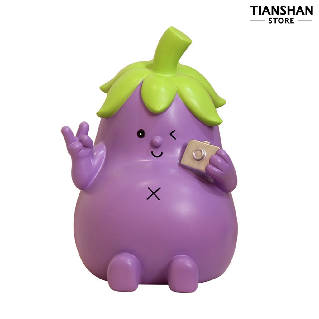 Tianshan Ống Heo Tiết Kiệm Tiền Hình Quả Cà Tím Hoạt Hình Đáng Yêu Sức Chứa Lớn Đa Năng Trang Trí Phòng Khách / Phòng Ngủ Cho Bé