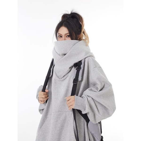 Chaopai Áo Khoác Hoodie Cổ Cao Dáng Rộng Thời Trang Cho Nam Và Nữ