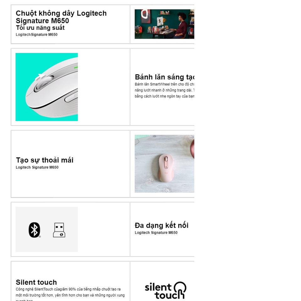 Chuột không dây Logitech M650 Signature - hàng chính hãng