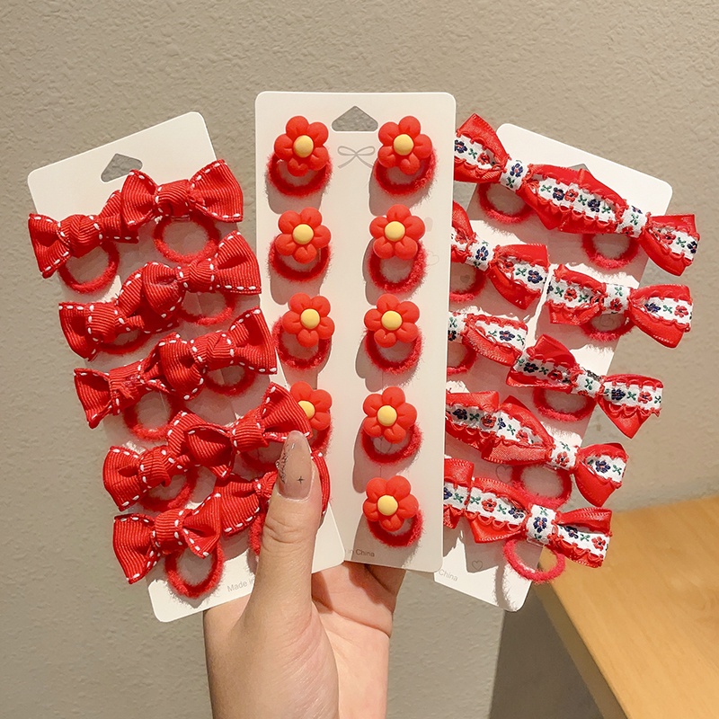 Set 30 Dây Cột Tóc Co Giãn Đính Nơ Thời Trang Hàn Quốc Cho Bé Gái