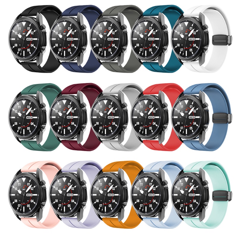 Cclcc 20mm 22mm silicone magnetic folding buckle strap cho huawei gt3 pro band cho galaxy watch 6/6 classic 5 4 3 gear s