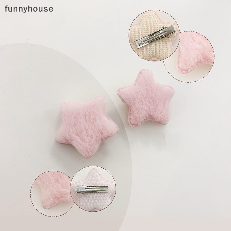 Kẹp Tóc Hình Ngôi Sao Màu Trơn Phối Lông Dễ Thương Thời Trang Cho Bé Gái