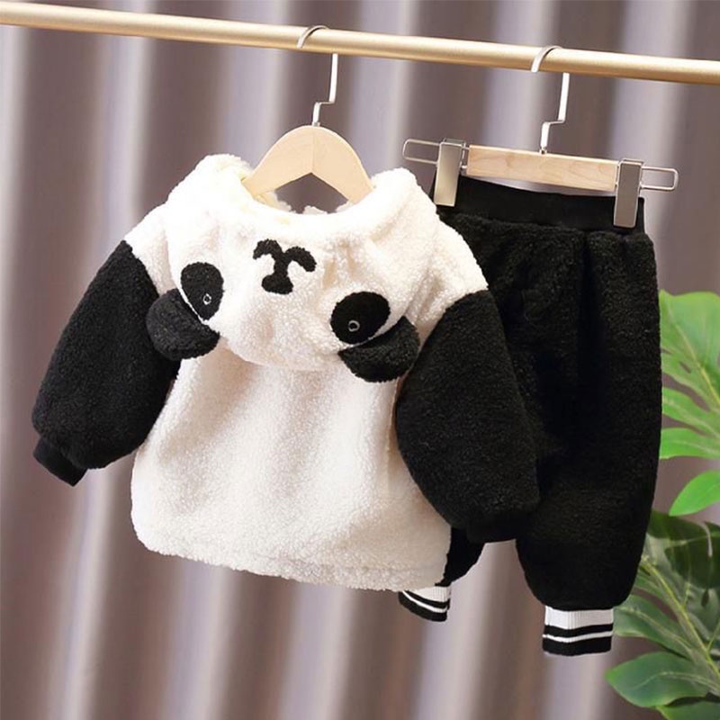 Homibear / / set Áo Khoác Lông Cừu Tay Dài Có Nón Dày Dặn Giữ Ấm Dành Cho Trẻ Em