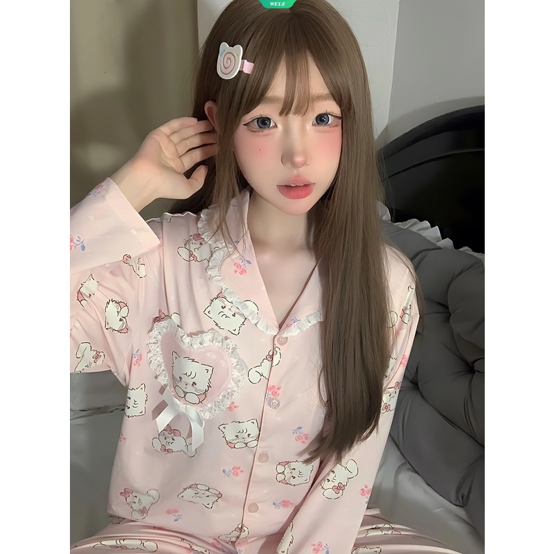 Bộ Đồ Ngủ Tay Dài In Hình Mèo mikko Hoạt Hình Dễ Thương Thời Trang Mùa Đông 2023 Cho Nữ