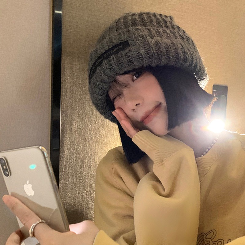 1 Mũ Dệt Kim Dày Dặn Màu Trơn Đơn Giản Thời Trang Thu Đông Cho Nam Và Nữ
