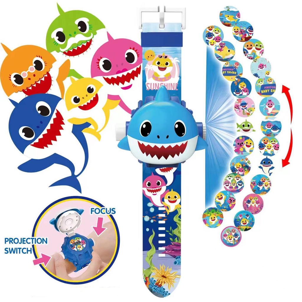 Baby shark Đồng Hồ Điện Tử Cá mập Tiger hươu cao cổ 24 Hình Cá Mập Đáng Yêu Cho Bé